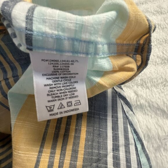 Levi's Men XL Short-Sleeve Button-Up Plaid Shirt 100% Cotton Blue/Yellow Pockets - Picture 4 of 8